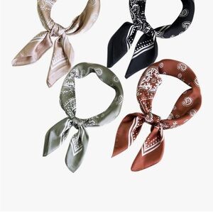 Set of Four Paisley Bandanas in Neutral Tones